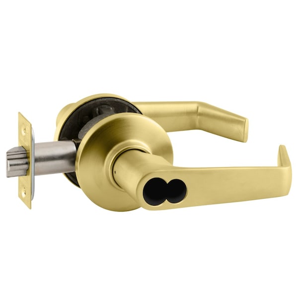 Schlage Grade 2 Tubular Lock, Classroom Function, Schlage FSIC Less Core, Saturn Lever, Satin Brass Finish, S70JD SAT 606 - main